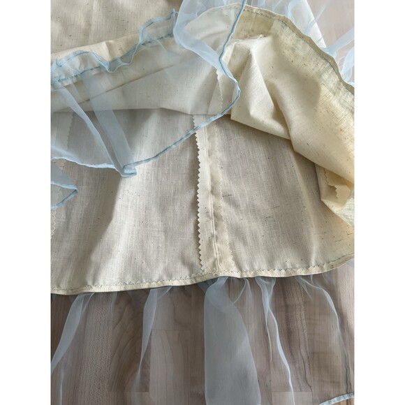Vtg 60-70s Renaissance Style Dress Peasant Lace Floral Ribbon Cream Light Blue 6 - Picture 10 of 14